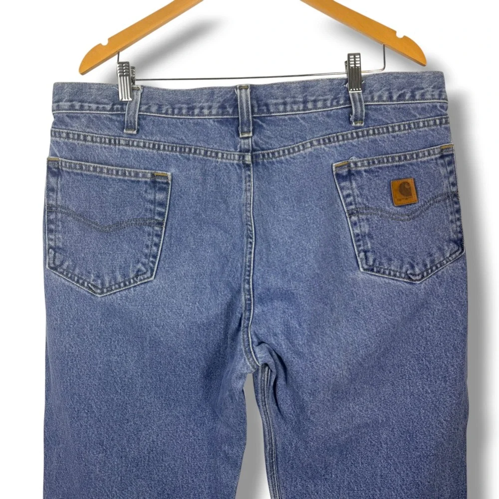 Carhartt Jeans Men 42x30 Blue Denim Traditional Fit‎ Cotton Workwear Logo B180